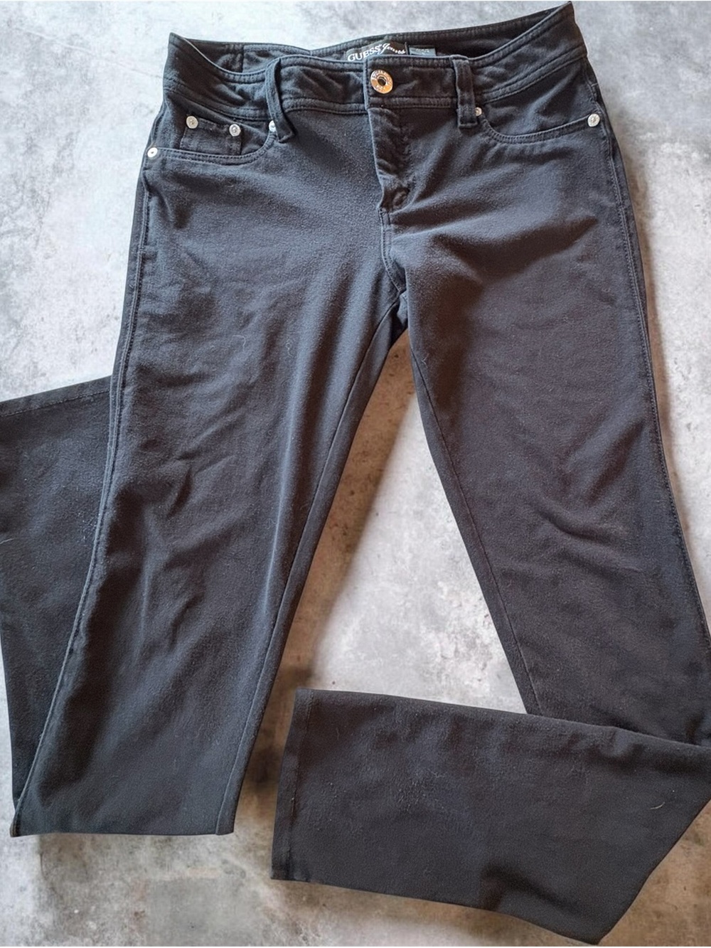 Guess Black Jeans Womens Sz 29 Leather Patch Logo Detail